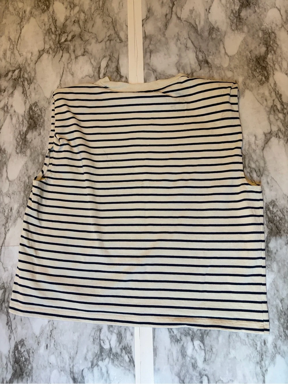J. Crew Navy and White Striped Muscle Tee 100% cotton size L - Picture 7 of 8